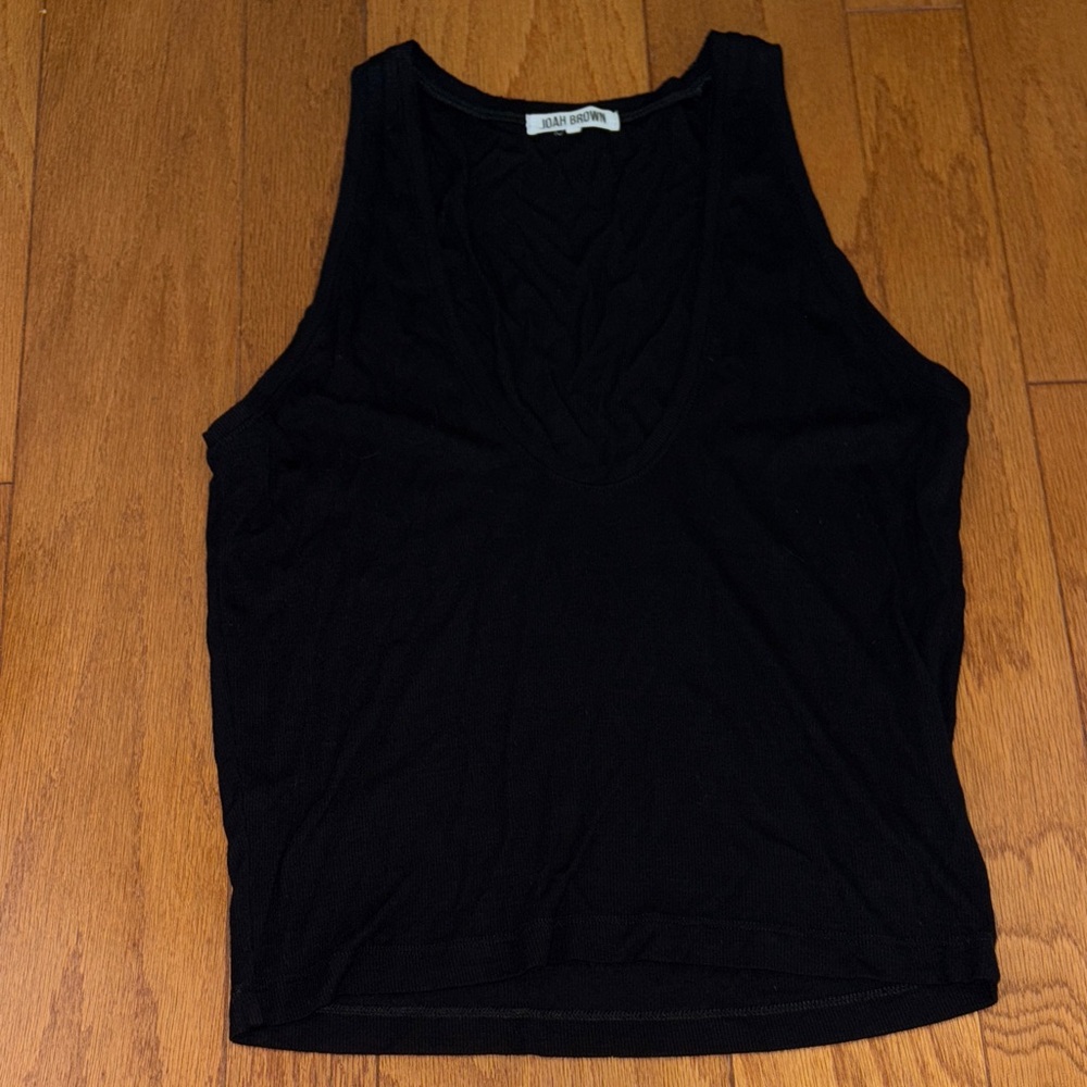 Joah Brown Ribbed Black One Size Tank Top